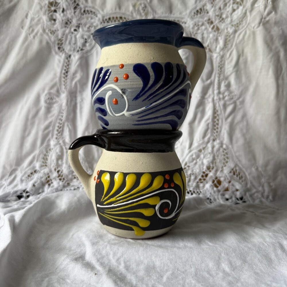 Mexican Folk Art Hand-Painted Pottery Mugs – 12 oz Coffee Cups - Picture 5 of 5